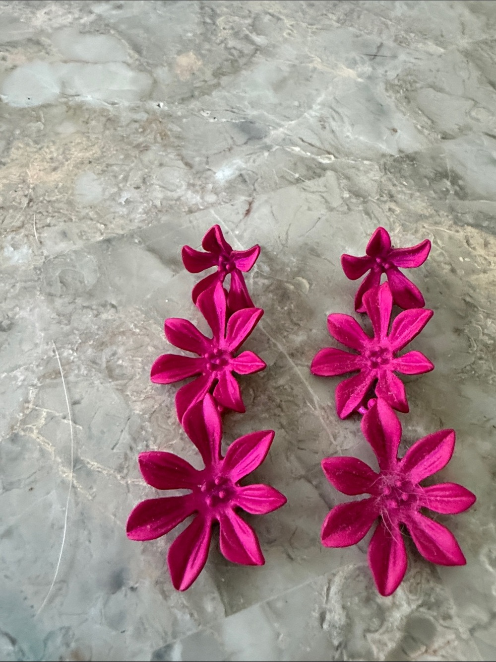 Hot Pink Floral Statement Drop Earrings – Oversized Flower Earrings